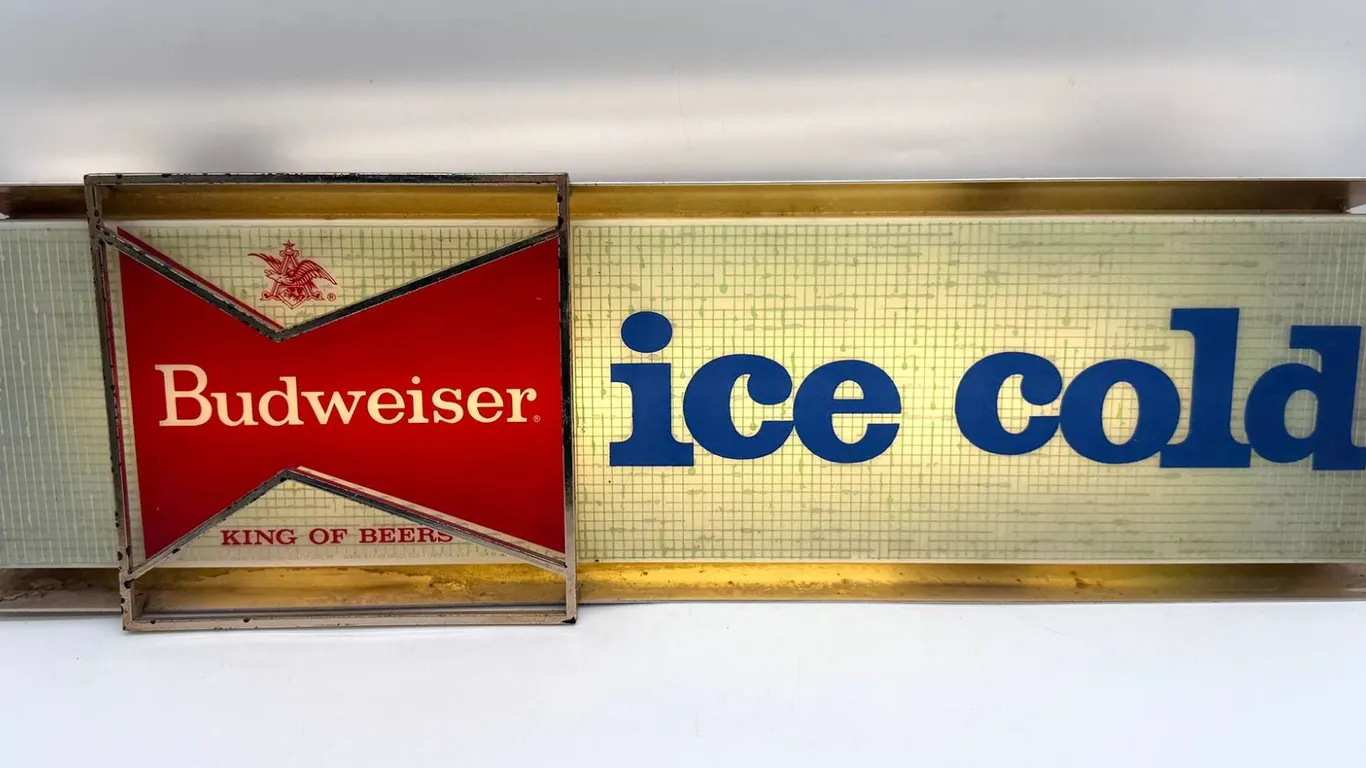 Large Budweiser Ice Cold Beer Light Sign
