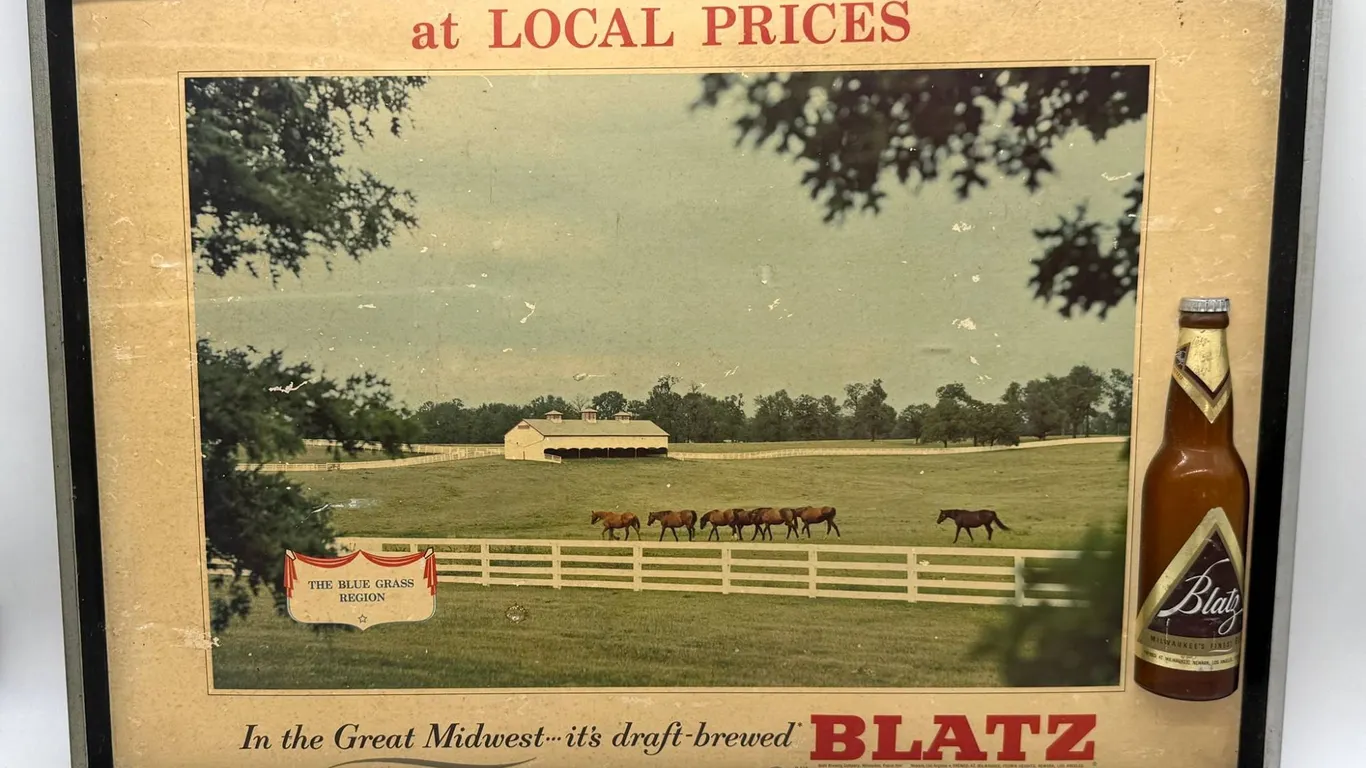 Blatz Beer Advertising Sign with Farm Scene