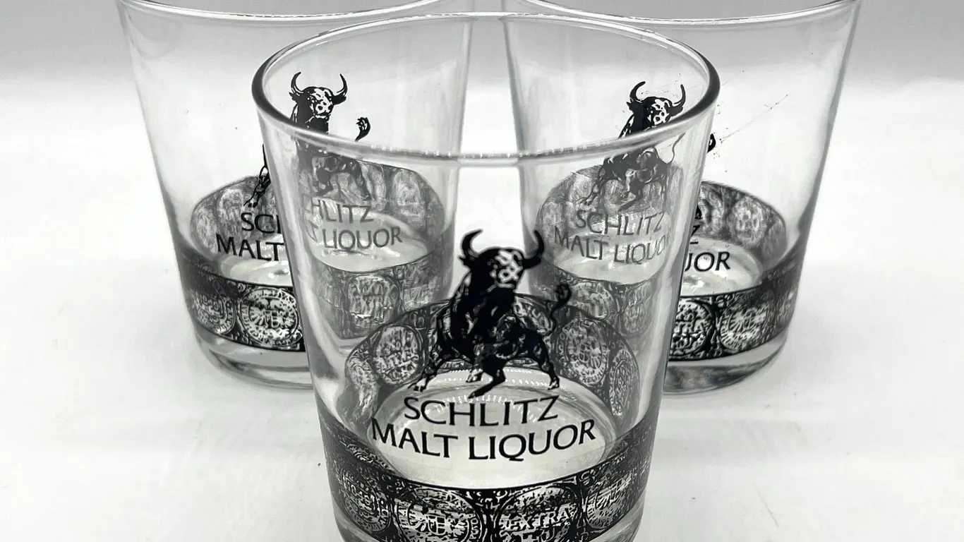 Three Schlitz Malt Liquor Beer Glasses