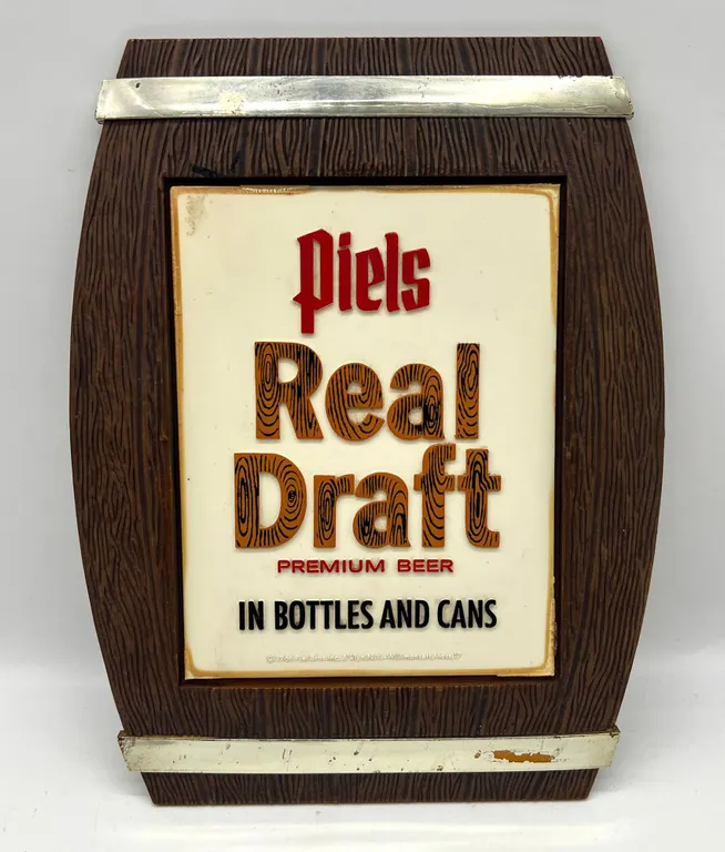 Piels Real Draft Beer Sign Barrel-Shaped