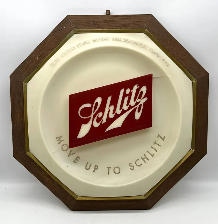 Schlitz Beer Sign with Octagonal Wood Frame
