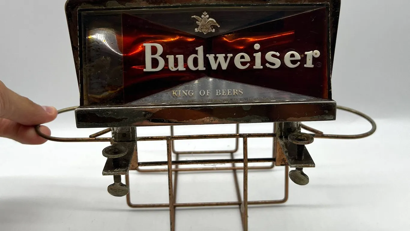 Budweiser Beer Bar Top Light with Metal Rack