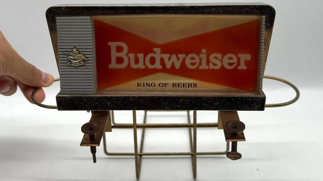 Budweiser Beer Bar Top Light with Metal Rack