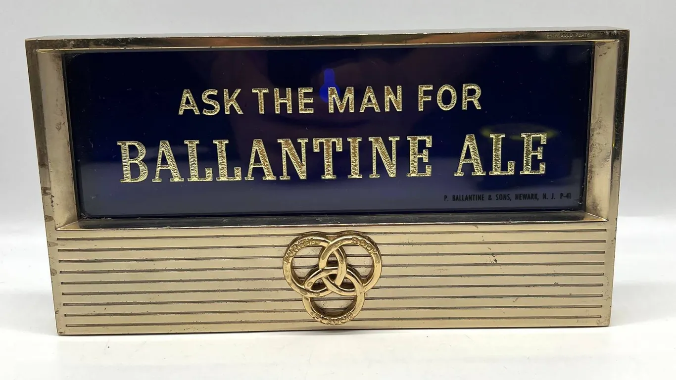 Ballantine Ale Beer Sign with 24K Gold Plate