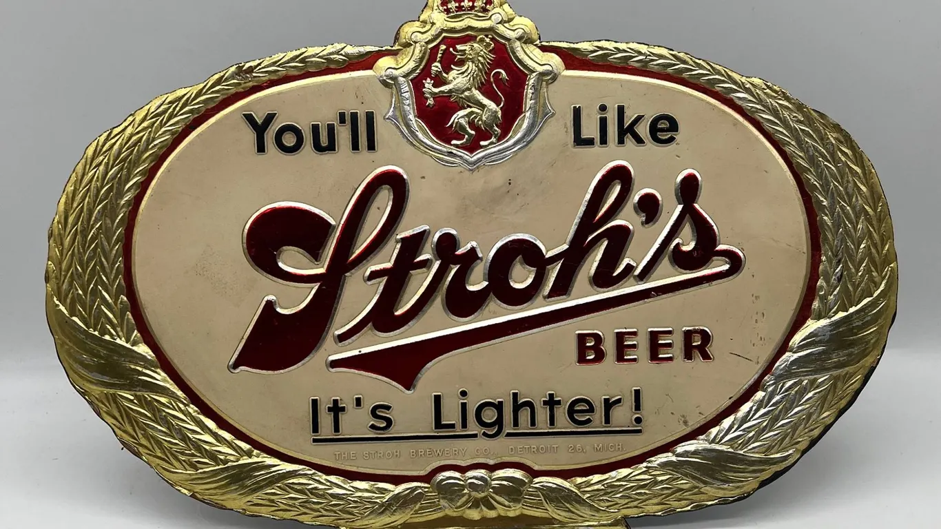Stroh's Beer Advertising Sign with Easel Back