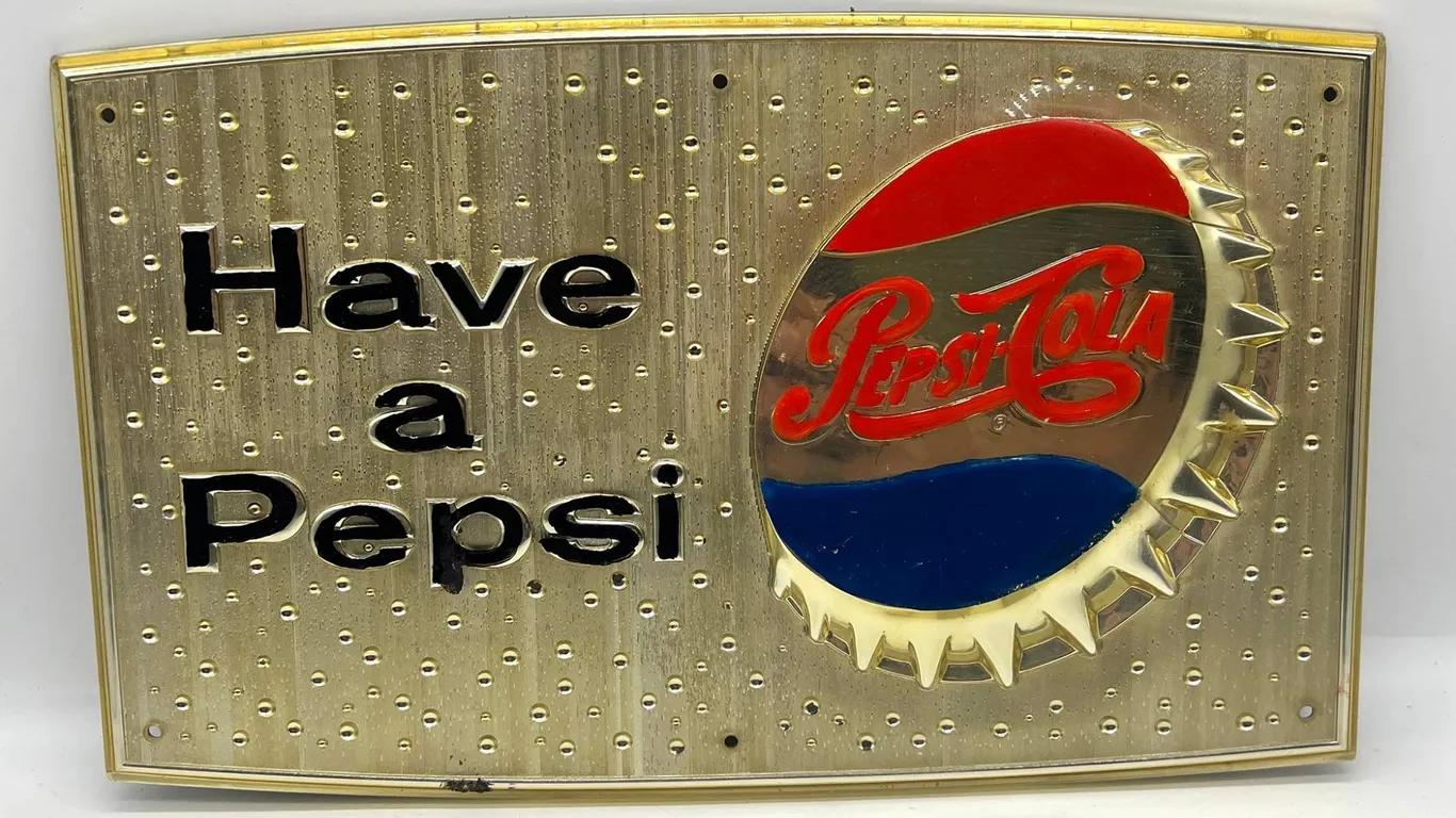 Pepsi Cola Embossed Plastic Sign