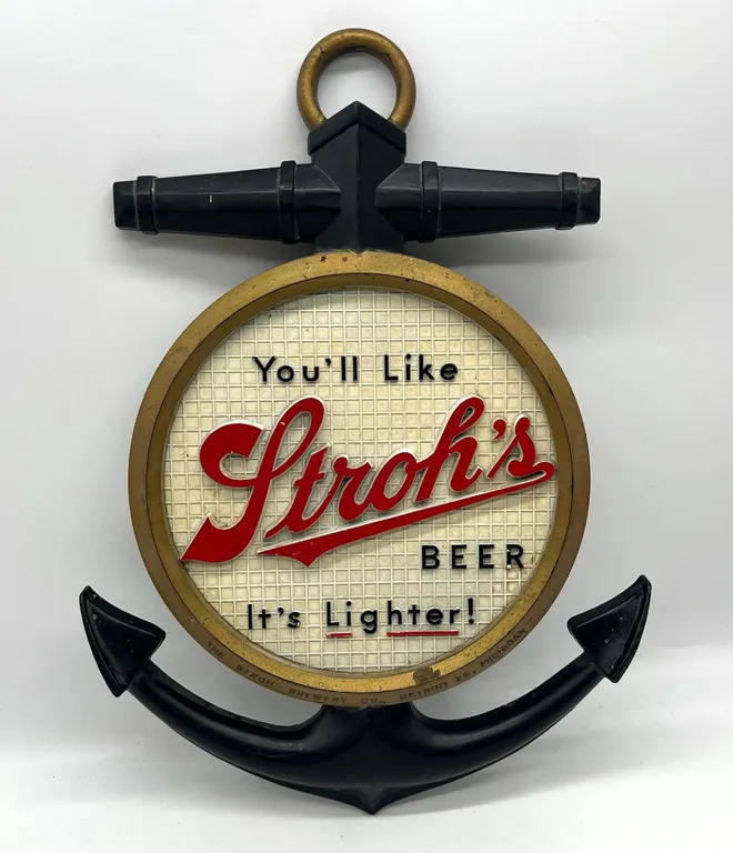 Stroh's Beer Anchor-Shaped Advertising Sign