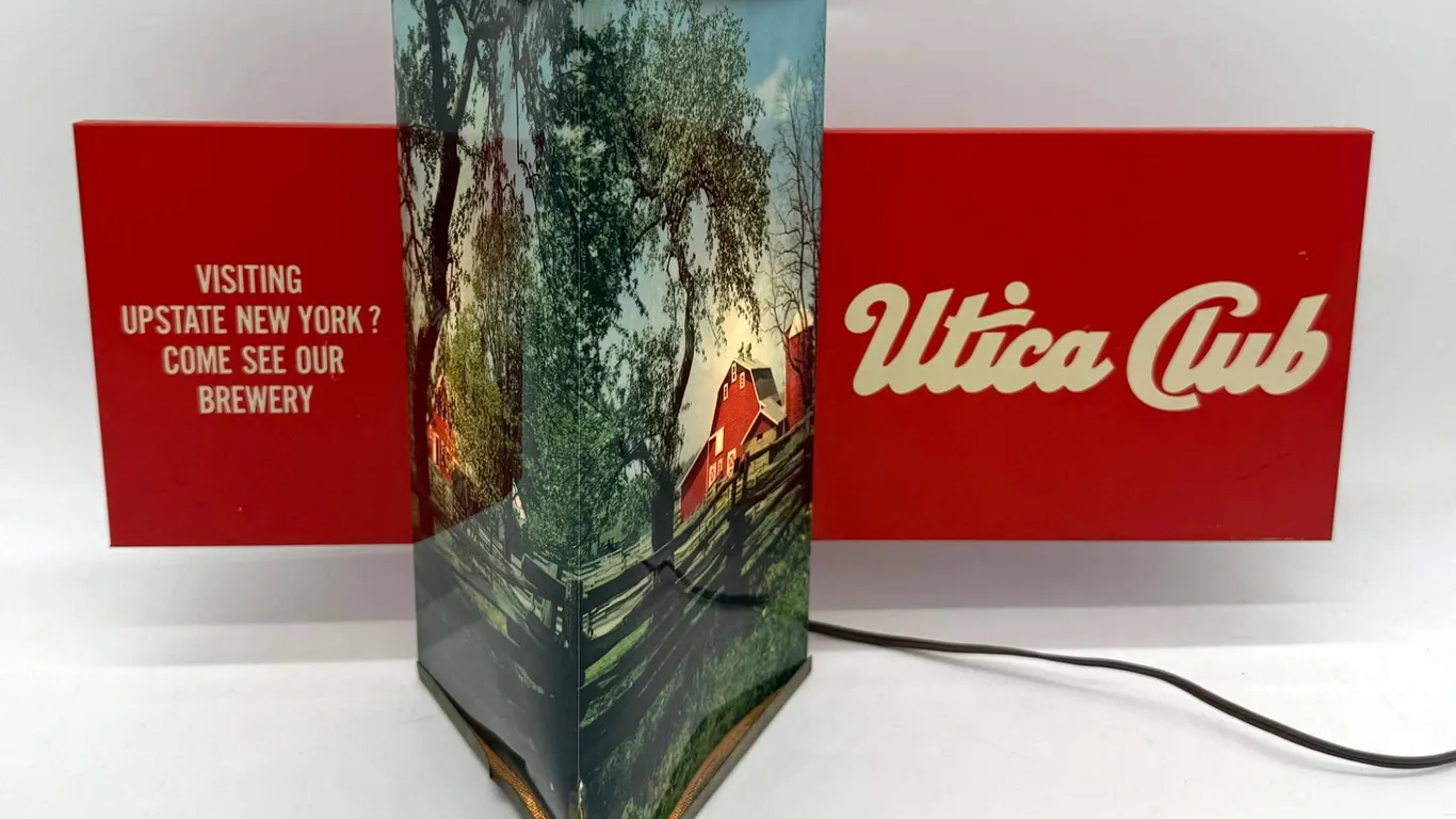 Utica Club Beer Light with Farm Scene