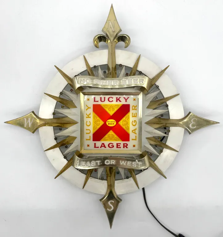 Lucky Lager Compass Rose Beer Light Sign