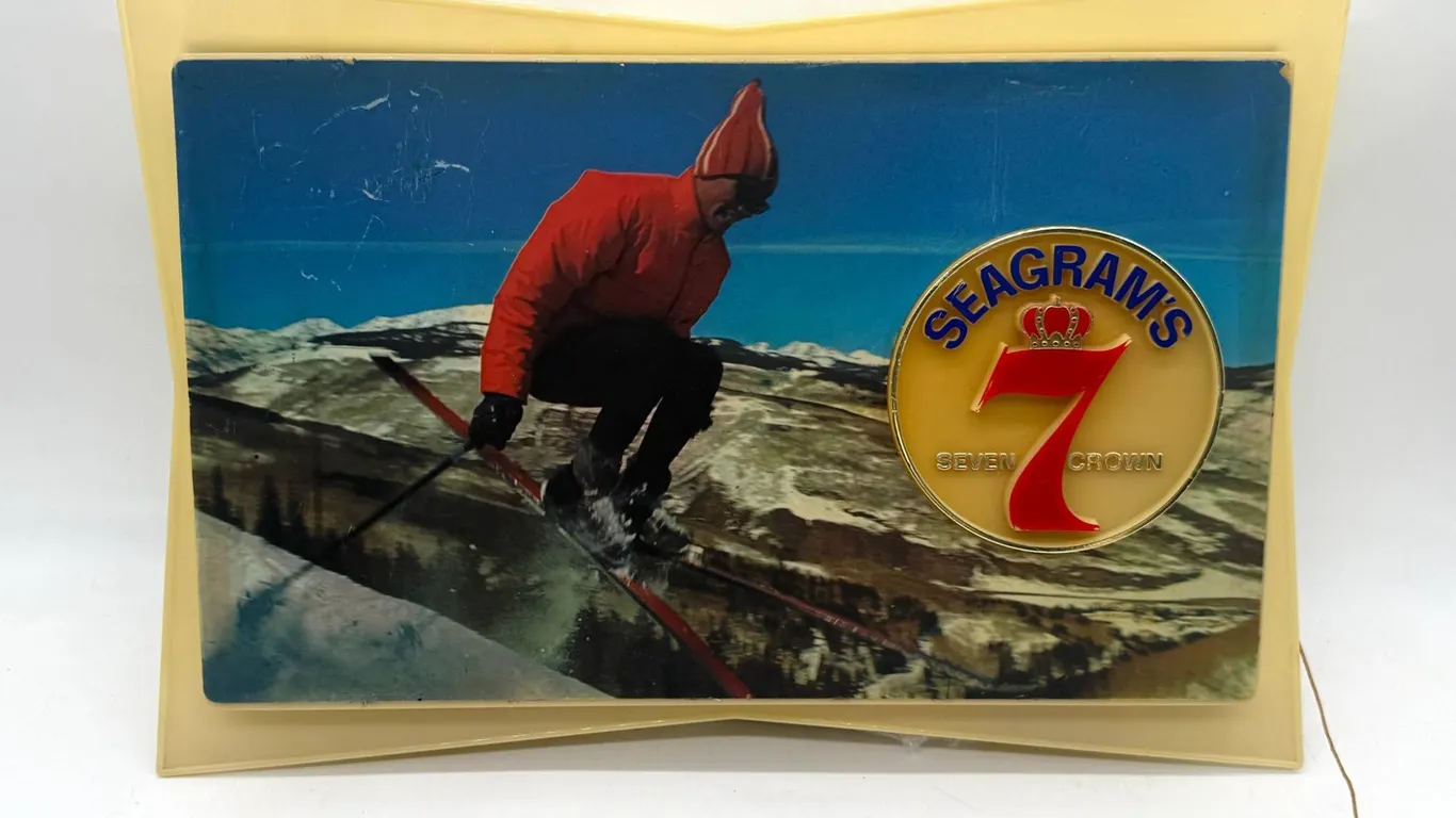 Seagrams Seven Crown Skiing Bar Light Sign