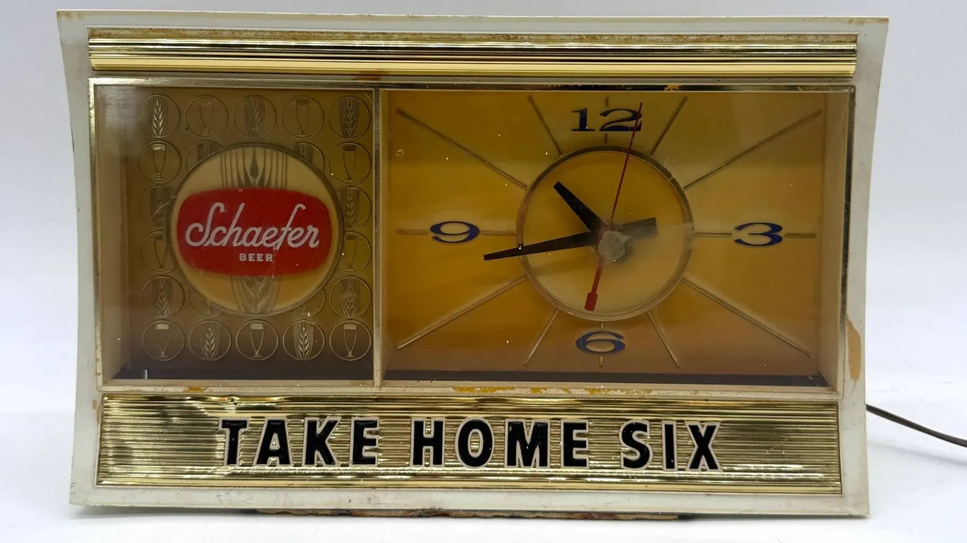 Schaefer Beer Bar Light and Clock