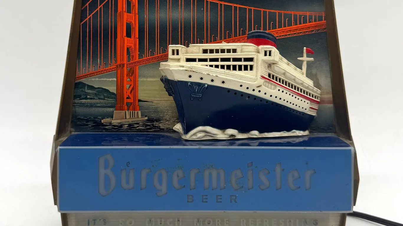 Burgermeister Beer Light with Ship and Bridge