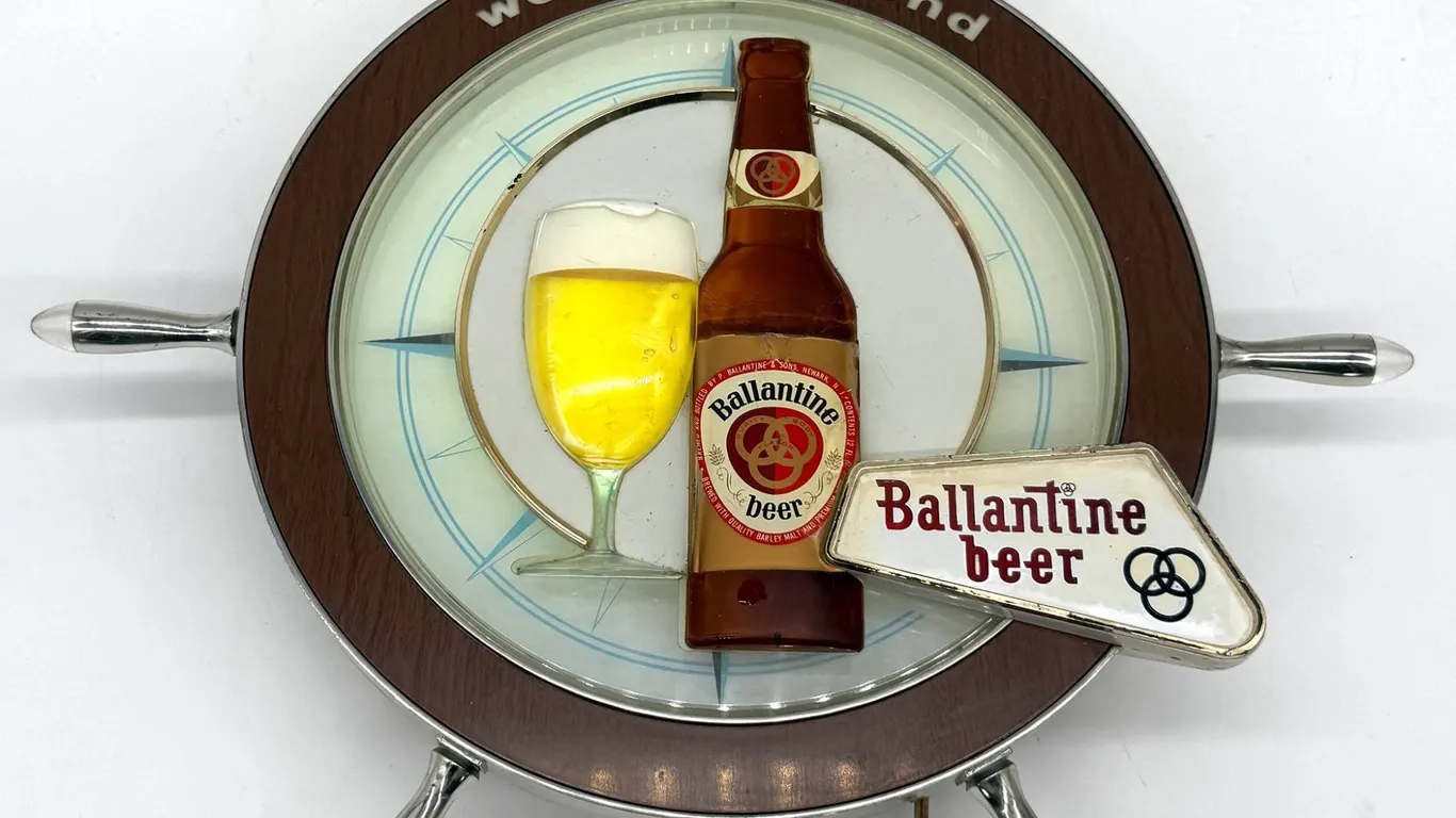 Ballantine Beer Ship Wheel Lighted Sign