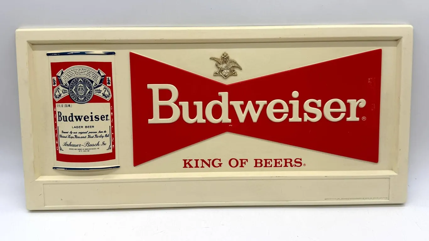 Budweiser King of Beers Plastic Wall Sign