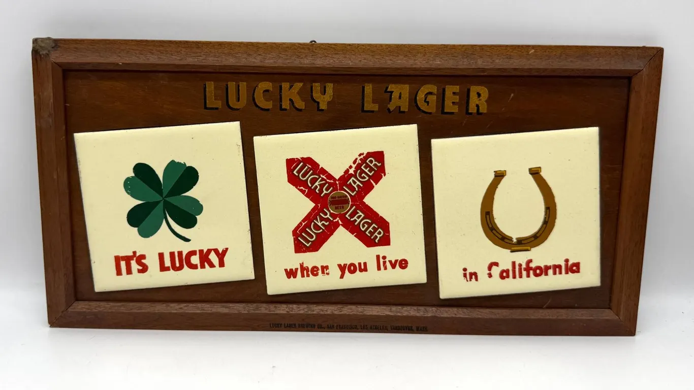 Lucky Lager Framed Beer Sign
