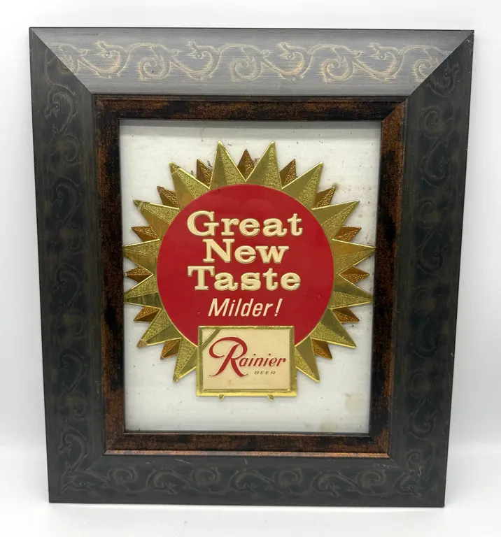 Framed Rainier Beer Advertising Sign