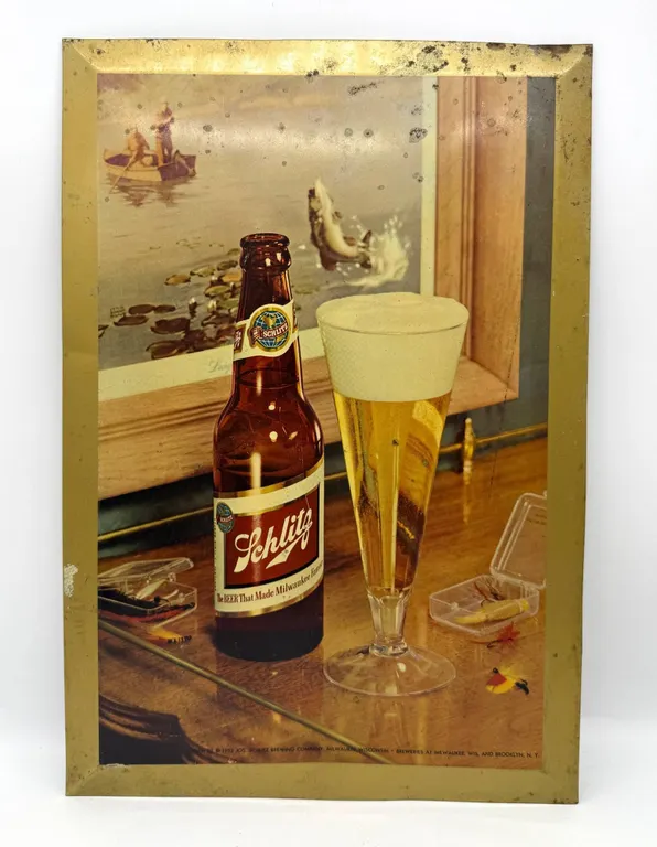 Schlitz Beer Sign with Fishing Theme