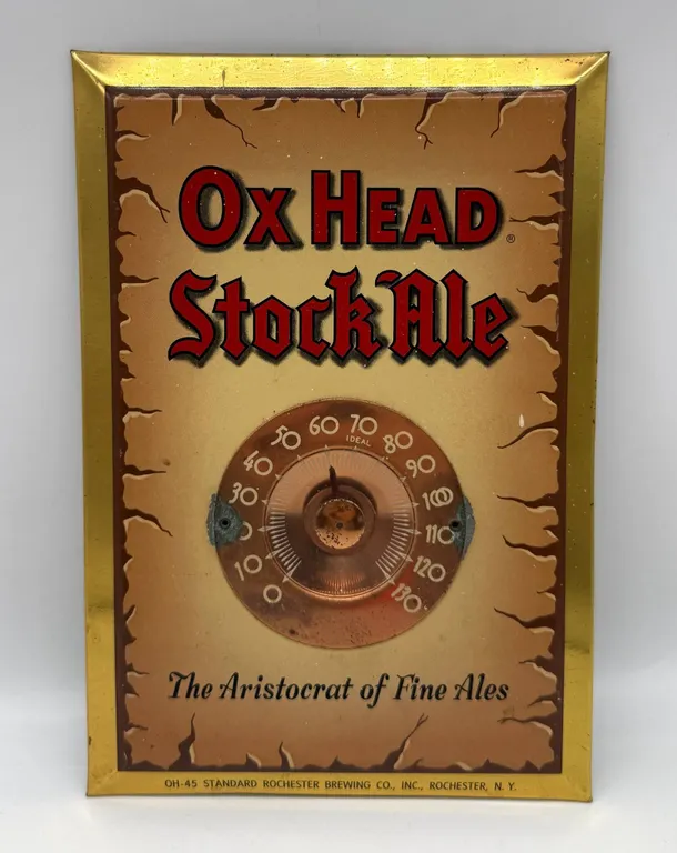 Ox Head Stock Ale Beer Sign with Thermometer