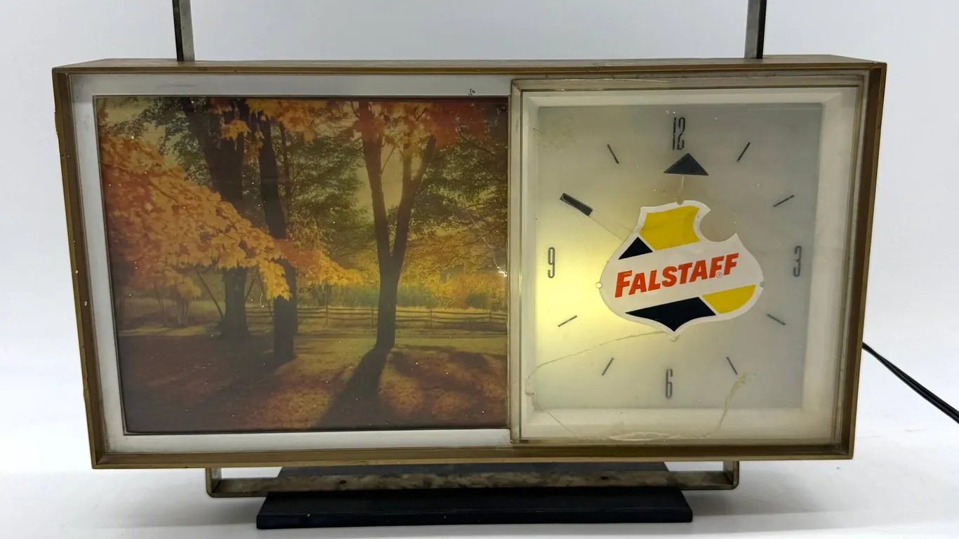Falstaff Beer Lighted Clock with Landscape