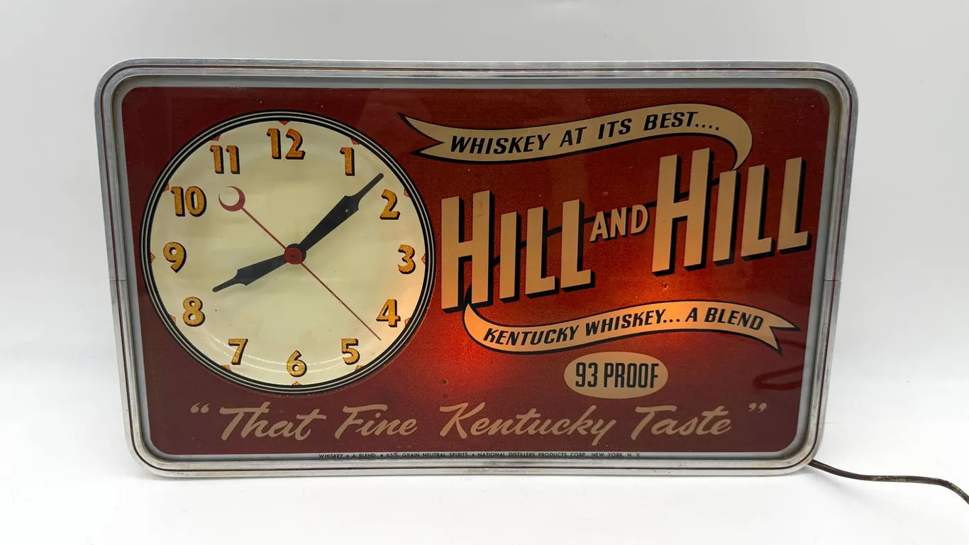 Hill and Hill Whiskey Bar Light-Up Clock