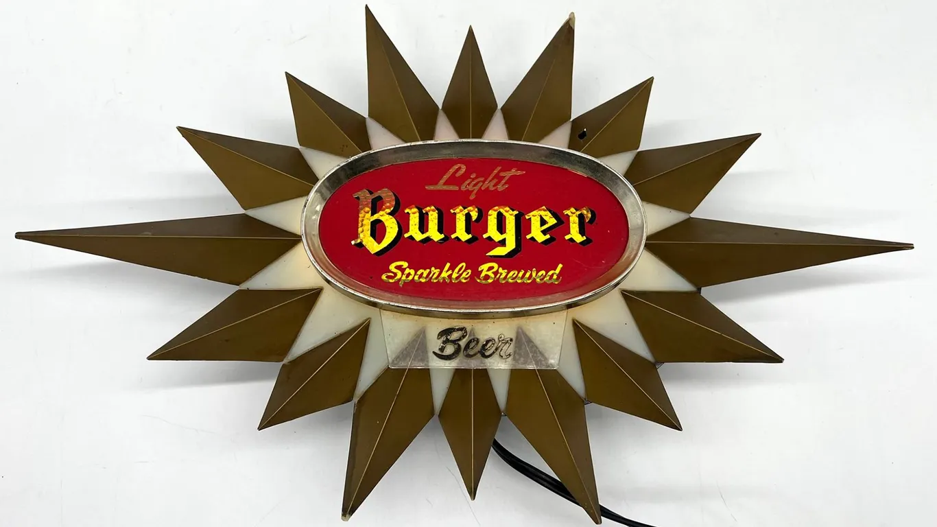 Vintage Burger Beer Starburst Lighted Sg