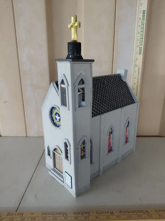 All Faith Church Hand Made Building, 7"X13.25"X18.25", Used With O Scale Trains