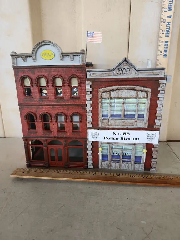 Police Station Hand Made Building, 12"X7"X11", Used With O Scale Trains