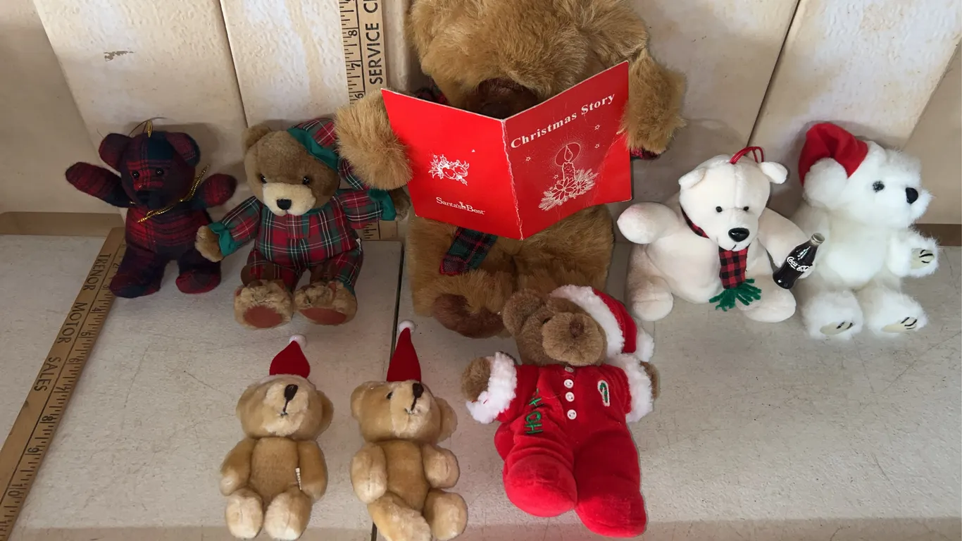 Assorted Christmas Bears & 1 Coca Cola Bear