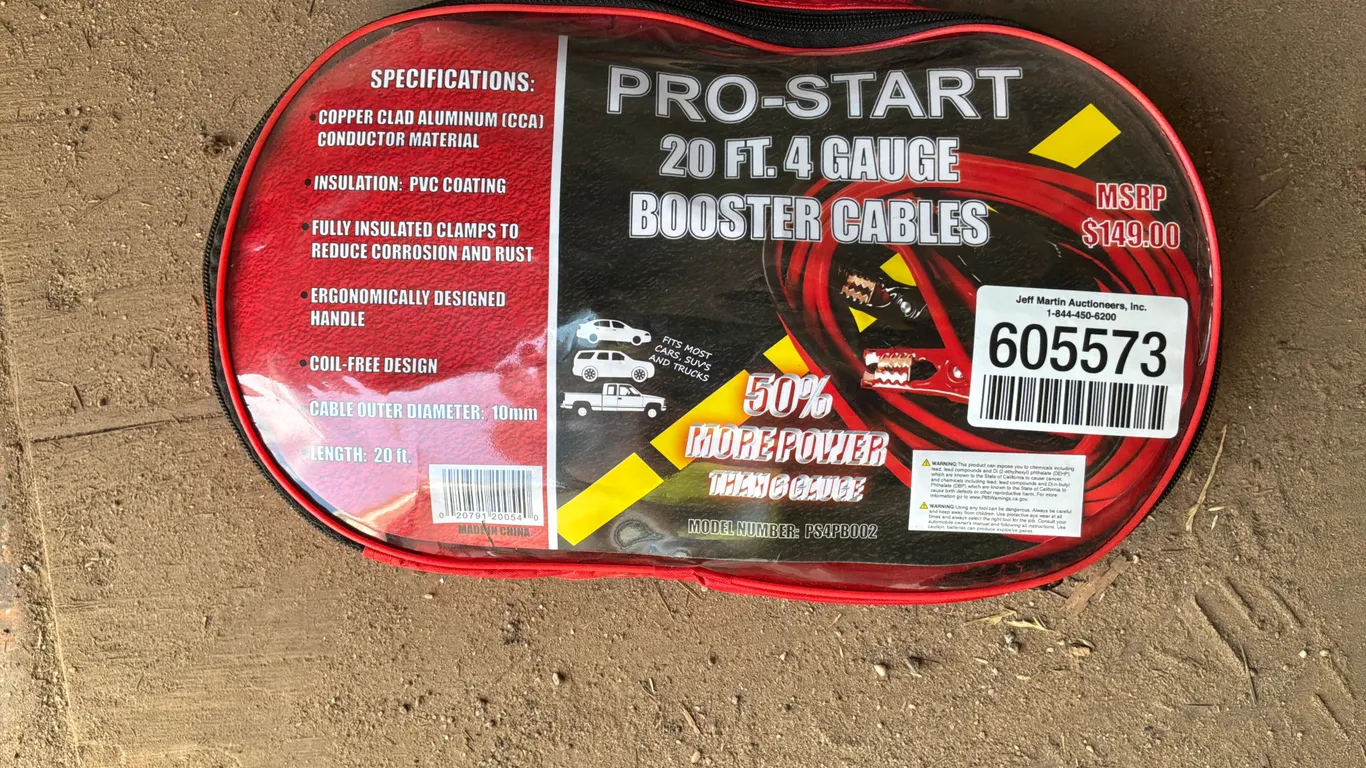 UNUSED PRO-START 20’ GAUGE BOOSTER CABLES