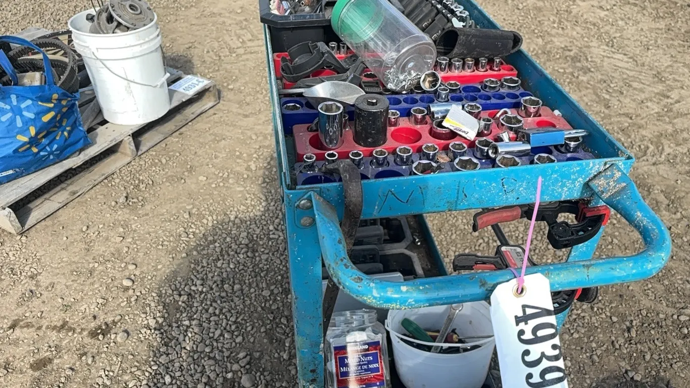 TOOL CART w/ SOCKETS, HAND TOOLS