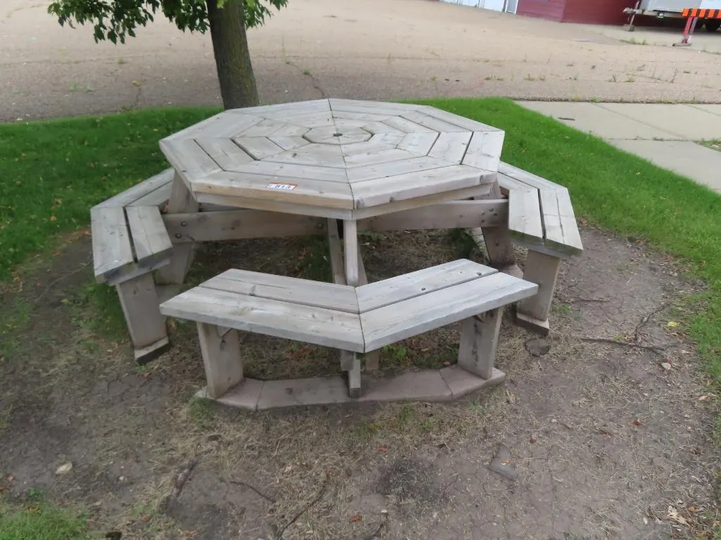 Wooden Octagon Shape Picnic Table *Located at 4831 93 Ave, Edm.