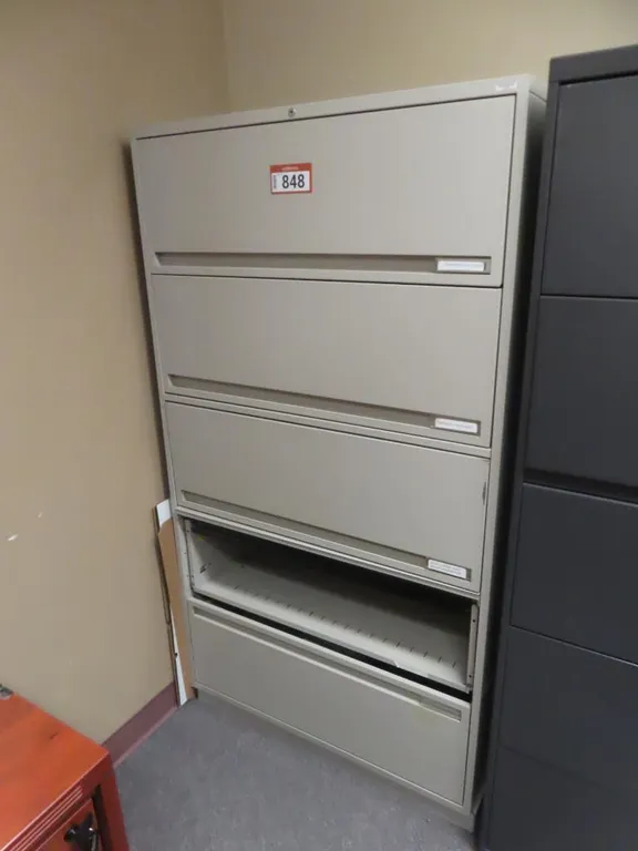 Grey 5 Drawer Lateral Filing Cabinet *Located at 4831 93 Ave, Edm.