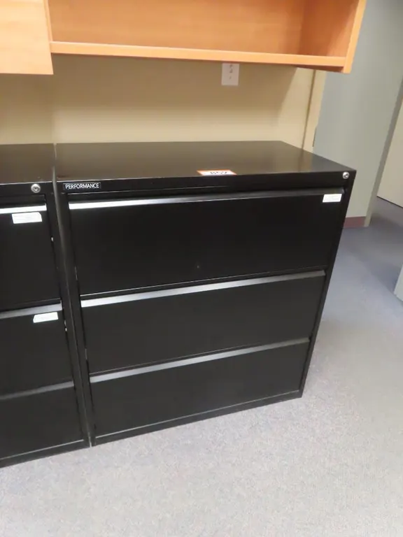 Black 3 Drawer Lateral Filing Cabinet *Located at 4831 93 Ave, Edm.