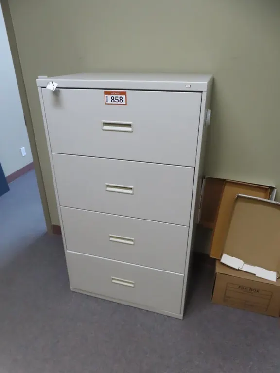 4 Drawer Lateral Filing Cabinet - Grey *Located at 4831 93 Ave, Edm.