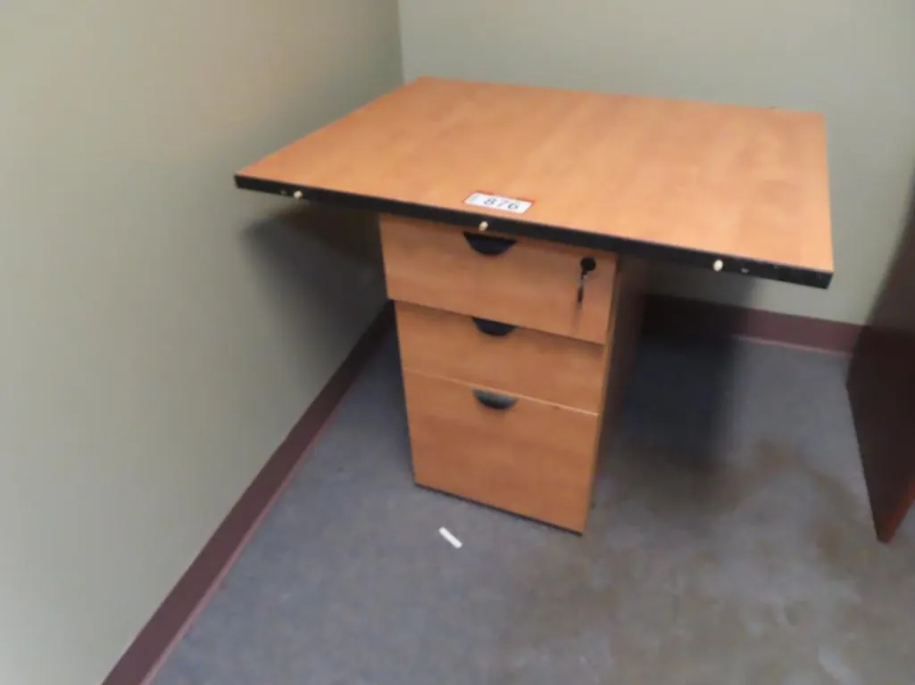 Light Brown 3 Drawer Filing Cabinet, 2 Wall Cabinets *Located at 4831 93 Ave, Edm.