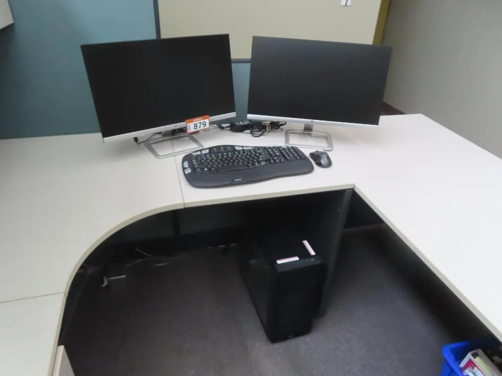Lot - AMD Ryzen 5 5600X Computer w/ 16GB Ram, Radeon RX 6500 XT 4GB Video Display Card - Windows 11 Compatible, (2) Monitors, Keyboard, Mouse *Located