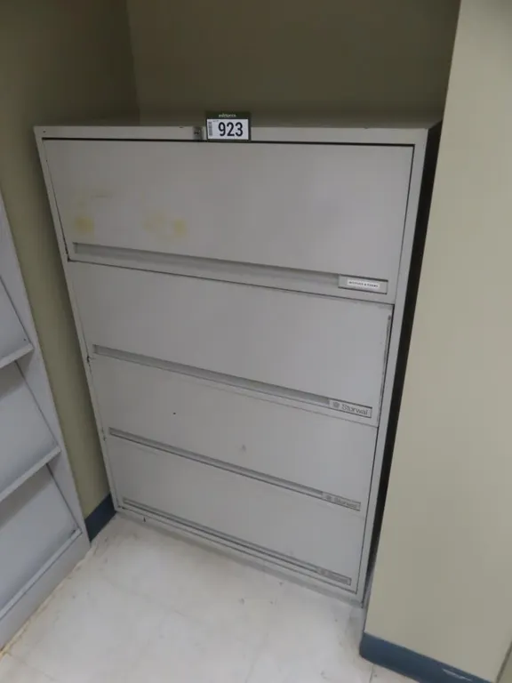 Grey Lateral 4 Drawer Filing Cabinet *Located at 4831 93 Ave, Edm.