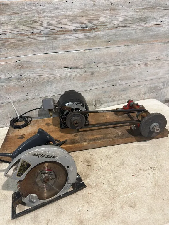 Homeade bench grinder and corded skill saw