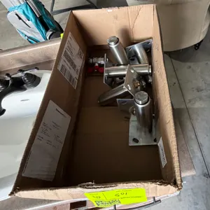 Stainless steel adjustable equipment feet. Features stainless steel construction with adjustable bullet feet and pre-drilled mounting plates.