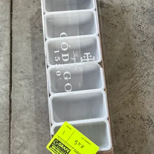 Código 1530 branded 6-compartment bar condiment caddy organizer. Features clear hinged lid with white branding and six removable white plastic inserts