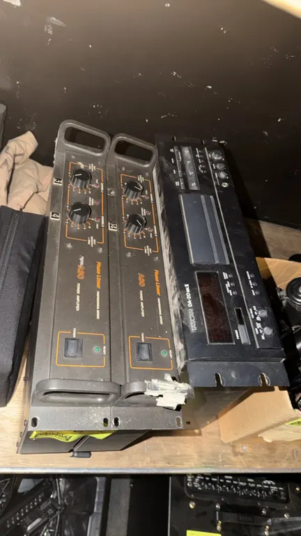 Rackmount audio equipment package. Includes (2) Phase Linear Professional Series A30 power amplifiers and (1) TASCAM DA-20 MKII digital audio tape rec