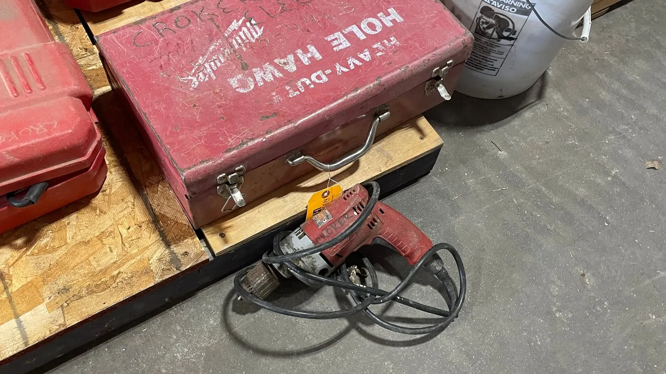 Corded Milwaukee Hole Hawg in metal case and Milwaukee Rotary 1/2" Chuck