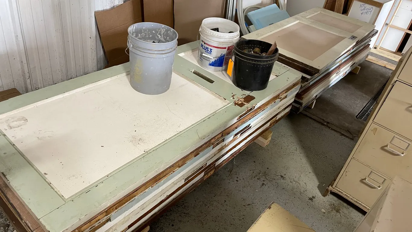 (2) Pallets of Vintage Wooden Doors with Hardware