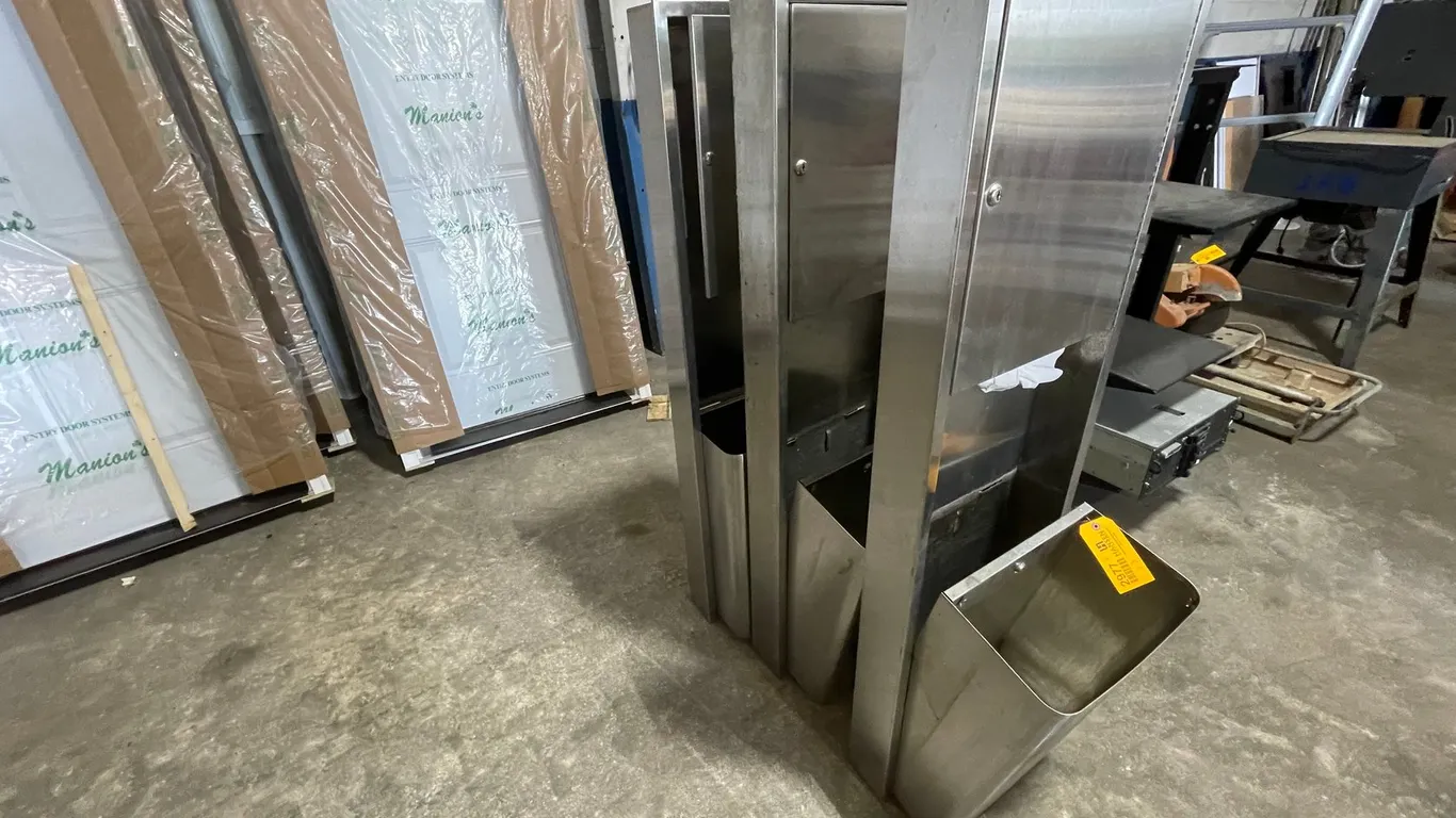 (3) Industrial Stainless C-fold Towel Dispenser with Trash Bin