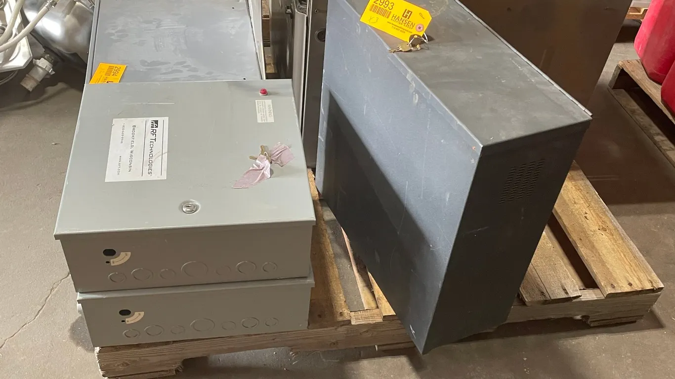 (2) Electric Panel Lock Boxes and (1) Metal Lock Box