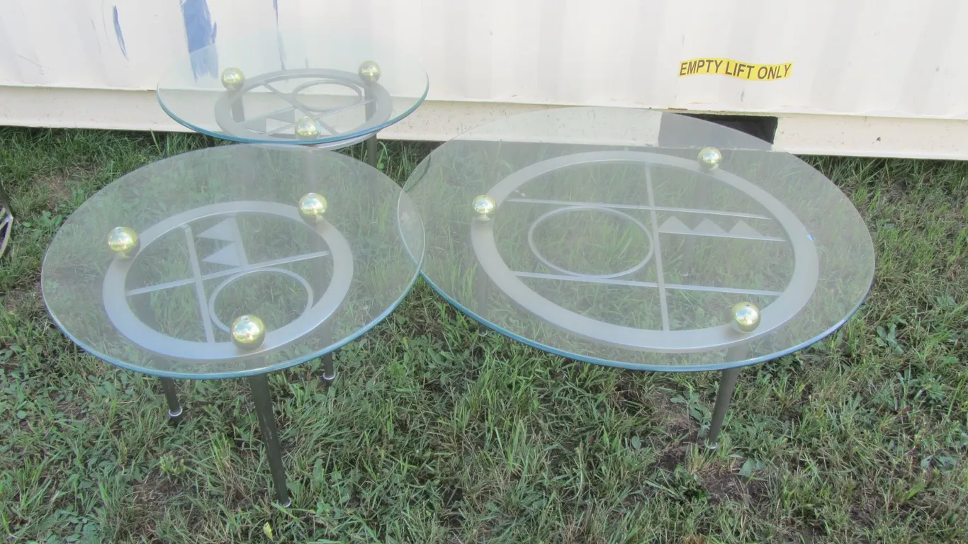 3pc. Metal And Glass Top Furniture Set