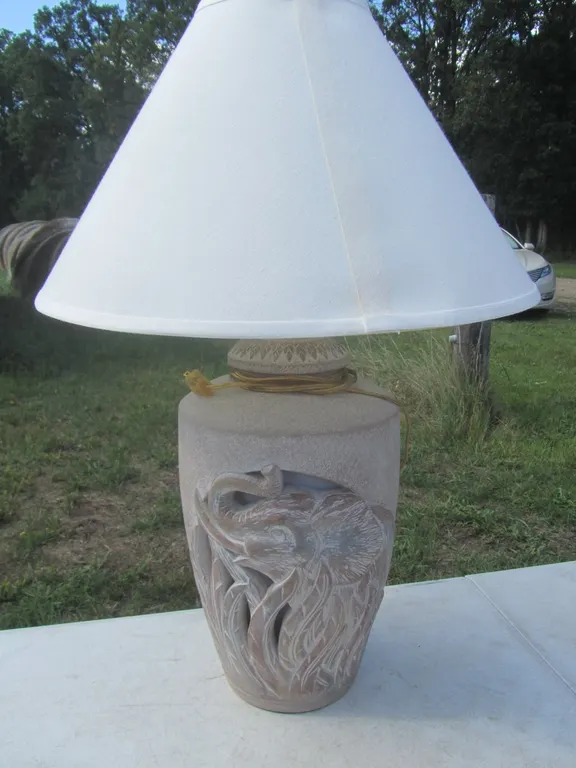 Ceramic Elephant Table Lamp w/Shade