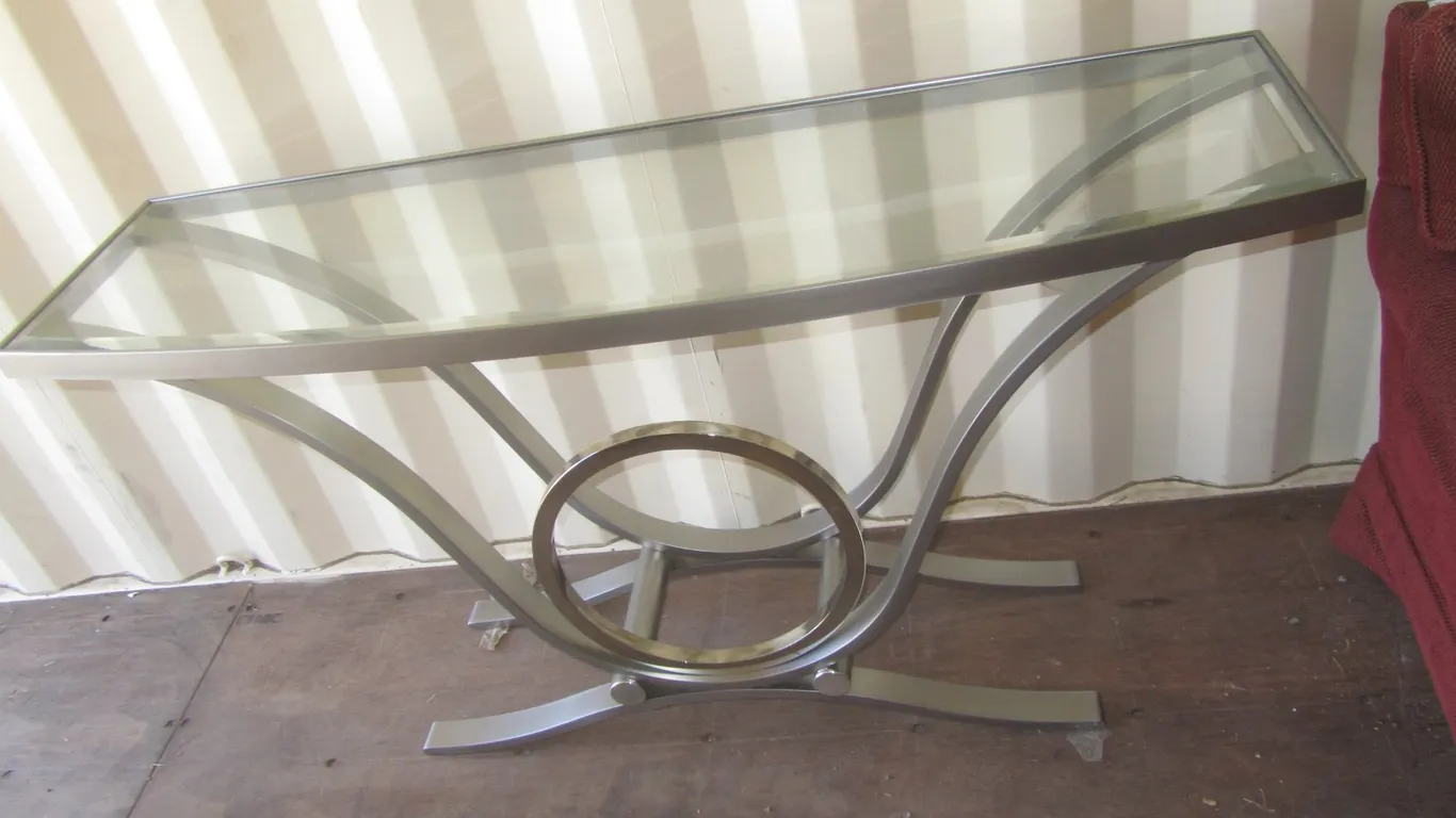 Metal Glass Top Sofa Table
