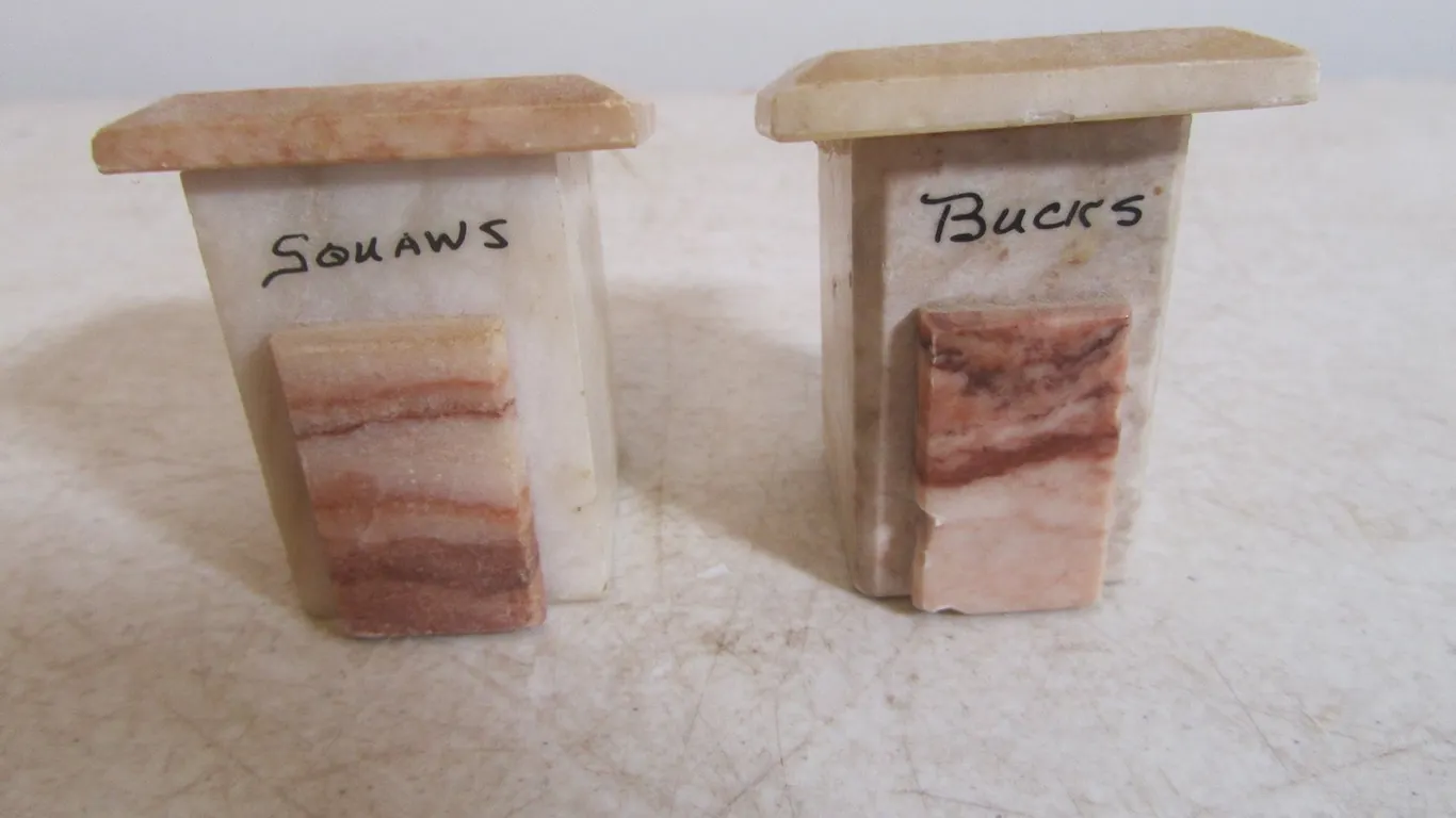 Unique Stone "Bucks And Squaws" Colorado Salt & Pepper Shaker Set
