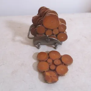 Set Of (6) Coasters w/Metal Holder